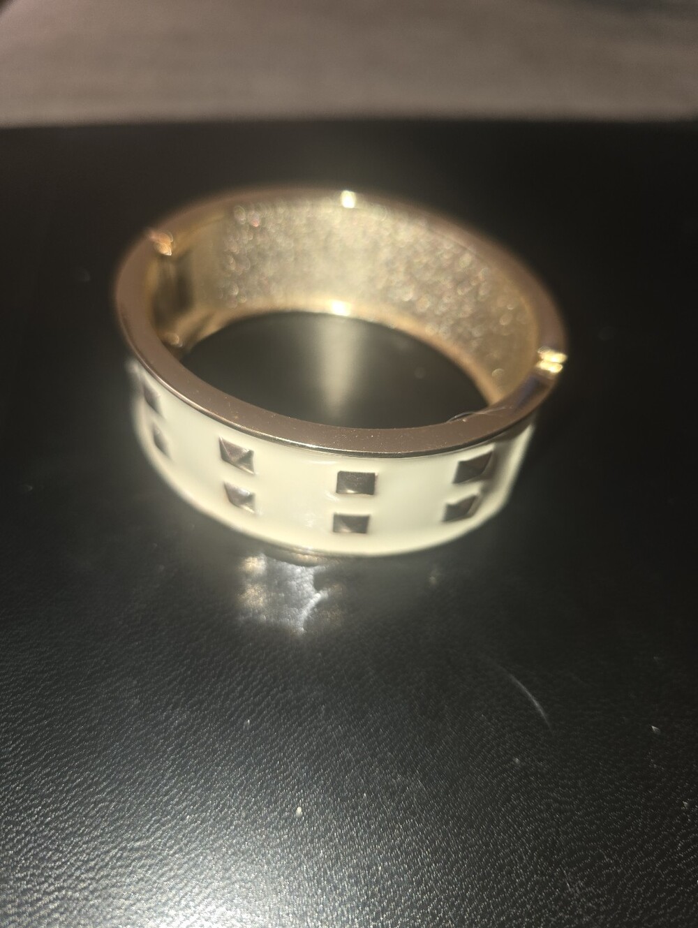Avon Gold-Tone White Enamel Bangle Bracelet